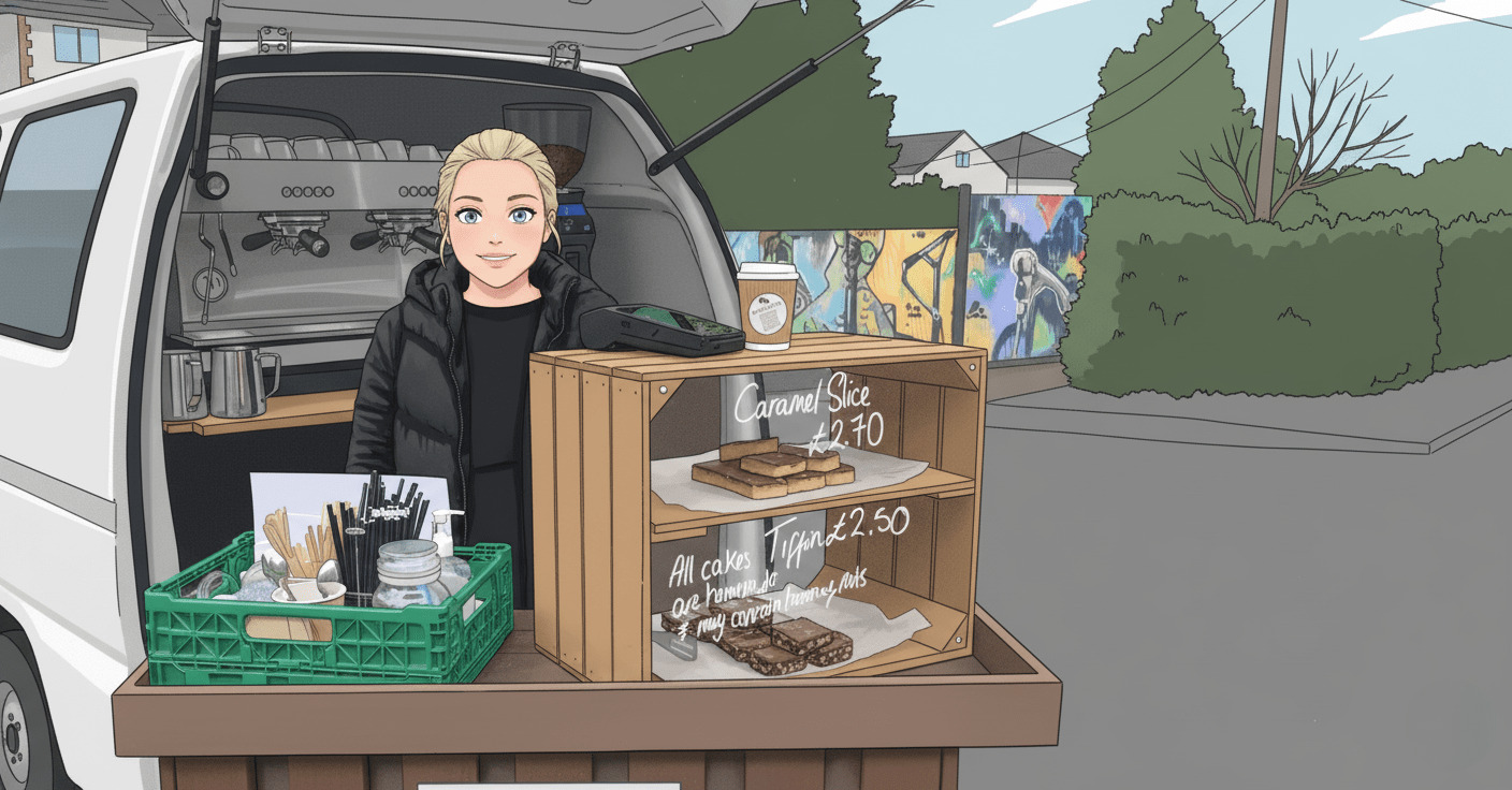 Brewtini coffee stall setup with barista